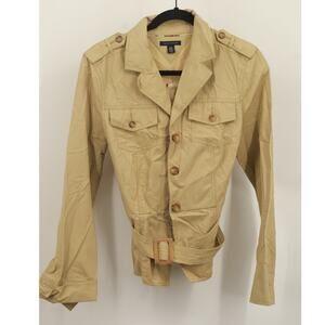 Tommy Hilfiger Women's Button-Up Coat Long Sleeve Notched Collar Size L Tan